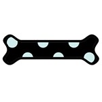 Polka Dots - Light Cyan on Black Magnet (Dog Bone)