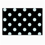 Polka Dots - Light Cyan on Black Postcard 4 x 6  (Pkg of 10)