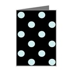 Polka Dots - Light Cyan on Black Mini Greeting Card