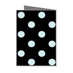 Polka Dots - Light Cyan on Black Mini Greeting Cards (Pkg of 8)