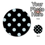 Polka Dots - Light Cyan on Black Multi-purpose Cards (Round)