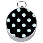Polka Dots - Light Cyan on Black Silver Compass