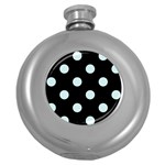 Polka Dots - Light Cyan on Black Hip Flask (5 oz)