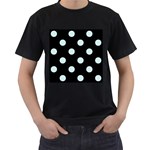 Polka Dots - Light Cyan on Black Men s T-Shirt (Black)