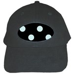 Polka Dots - Light Cyan on Black Black Cap