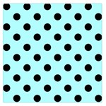 Polka Dots - Black on Celeste Cyan Large Satin Scarf (Square)