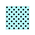 Polka Dots - Black on Celeste Cyan Satin Bandana Scarf