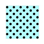 Polka Dots - Black on Celeste Cyan Small Satin Scarf  (Square)