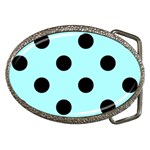 Polka Dots - Black on Celeste Cyan Belt Buckle