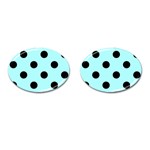 Polka Dots - Black on Celeste Cyan Cufflinks (Oval)