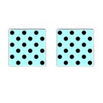 Polka Dots - Black on Celeste Cyan Cufflinks (Square)
