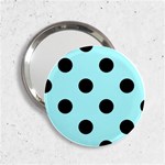 Polka Dots - Black on Celeste Cyan 2.25  Handbag Mirror