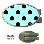 Polka Dots - Black on Celeste Cyan Money Clip (Oval)
