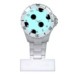 Polka Dots - Black on Celeste Cyan Nurses Watch