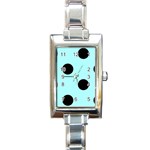 Polka Dots - Black on Celeste Cyan Rectangle Italian Charm Watch