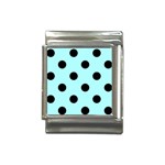 Polka Dots - Black on Celeste Cyan Italian Charm (13mm)