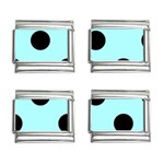Polka Dots - Black on Celeste Cyan 9mm Italian Charm (4 pack)