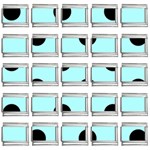 Polka Dots - Black on Celeste Cyan 9mm Italian Charm (25 pack)