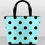 Polka Dots - Black on Celeste Cyan Bucket Bag