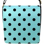 Polka Dots - Black on Celeste Cyan Flap Closure Messenger Bag (S)