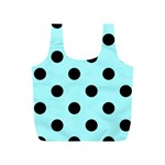 Polka Dots - Black on Celeste Cyan Full Print Recycle Bag (S)