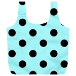 Polka Dots - Black on Celeste Cyan Full Print Recycle Bag (XL)