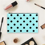 Polka Dots - Black on Celeste Cyan Cosmetic Bag (M)
