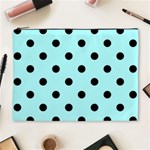 Polka Dots - Black on Celeste Cyan Cosmetic Bag (XL)