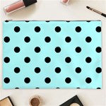 Polka Dots - Black on Celeste Cyan Cosmetic Bag (XXL)
