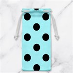 Polka Dots - Black on Celeste Cyan Jewelry Bag