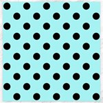 Polka Dots - Black on Celeste Cyan Canvas 20  x 20 