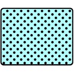 Polka Dots - Black on Celeste Cyan Fleece Blanket (Medium) (One Side)