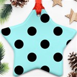 Polka Dots - Black on Celeste Cyan Star Ornament (Two Sides)