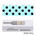 Polka Dots - Black on Celeste Cyan Memory Card Reader (Stick)