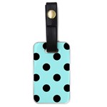 Polka Dots - Black on Celeste Cyan Luggage Tag (One Side)