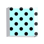 Polka Dots - Black on Celeste Cyan 4 x 4  Acrylic Photo Block