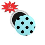 Polka Dots - Black on Celeste Cyan 1.75  Magnet (10 pack)