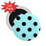 Polka Dots - Black on Celeste Cyan 2.25  Magnet (100 pack)