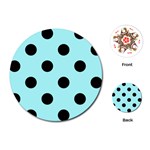 Polka Dots - Black on Celeste Cyan Playing Cards (Round)
