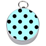 Polka Dots - Black on Celeste Cyan Silver Compass