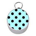 Polka Dots - Black on Celeste Cyan Silver Compass (Mini)