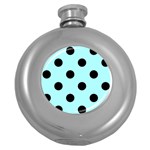 Polka Dots - Black on Celeste Cyan Hip Flask (5 oz)