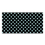 Polka Dots - Celeste Cyan on Black Satin Shawl
