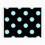 Polka Dots - Celeste Cyan on Black Large Glasses Cloth (2 Sides)
