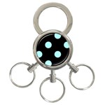 Polka Dots - Celeste Cyan on Black 3-Ring Key Chain
