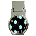 Polka Dots - Celeste Cyan on Black Money Clip Watch