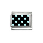 Polka Dots - Celeste Cyan on Black Italian Charm (9mm)