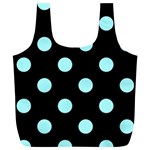 Polka Dots - Celeste Cyan on Black Full Print Recycle Bag (XL)