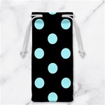 Polka Dots - Celeste Cyan on Black Jewelry Bag