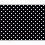 Polka Dots - Celeste Cyan on Black Collage 11  x 14 